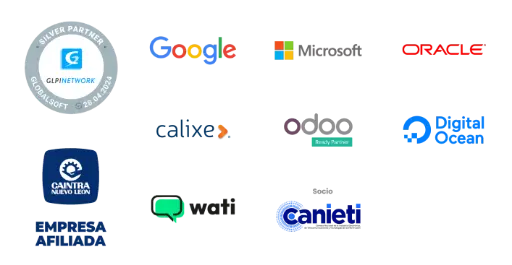 Red de socios GLPI Odoo Wati CAINTRA Canieti Calixe Digital Ocean Microsoft Oracle Google